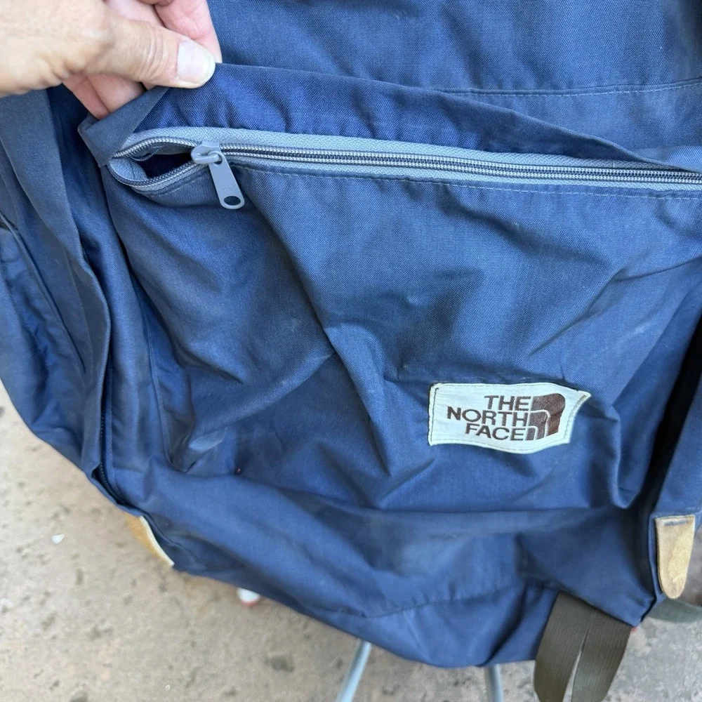 Vintage 70s The North Face Brown Label External Frame Backpack Blue Aluminum USA